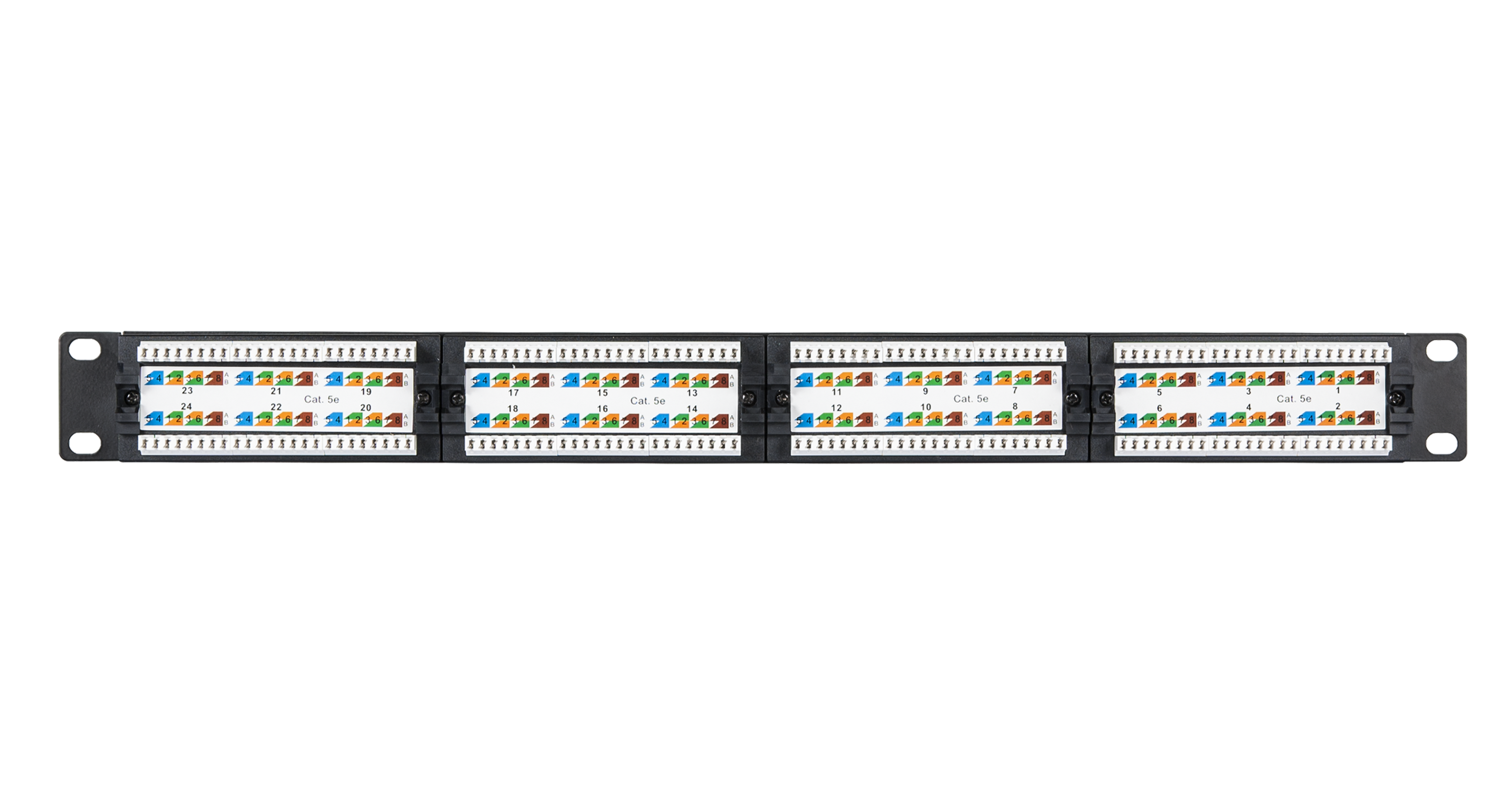 Коммутационная панель Netlan 19", 1U, 24 порта, Кат.5e, неэкранированная, черная
