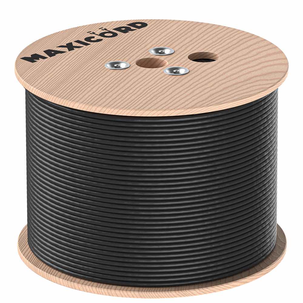 Кабель витая пара Maxicord кат.5е U/UTP4 CU 24AWG (light) внешний PE, черный, 305 м