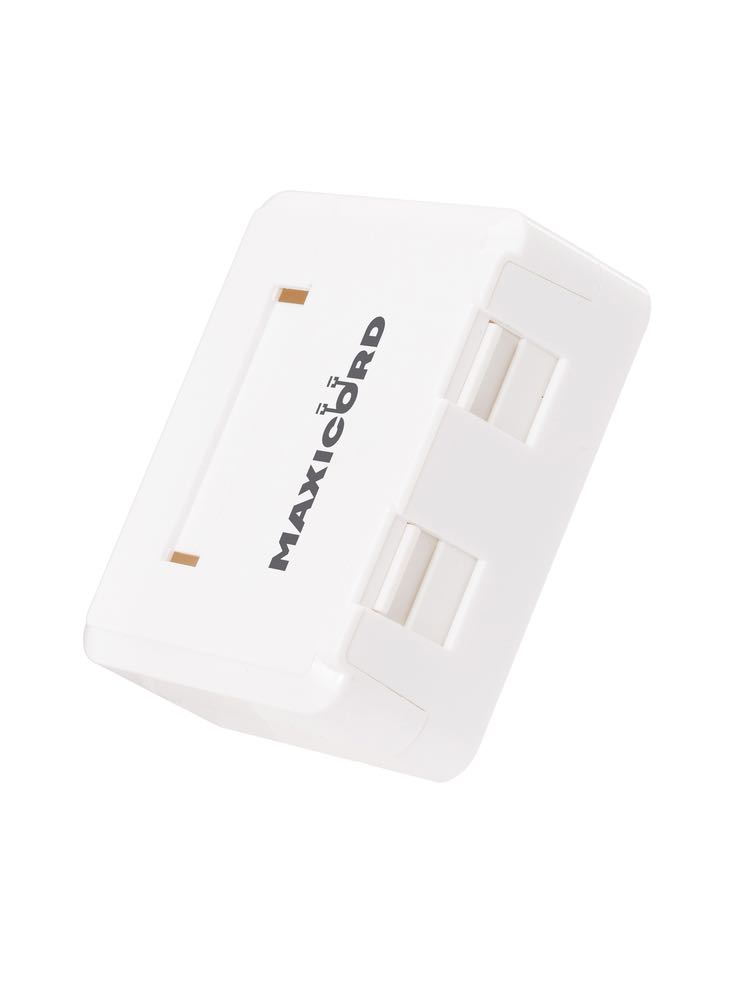 Корпус розетки Maxicord 2 порта, настенный белый